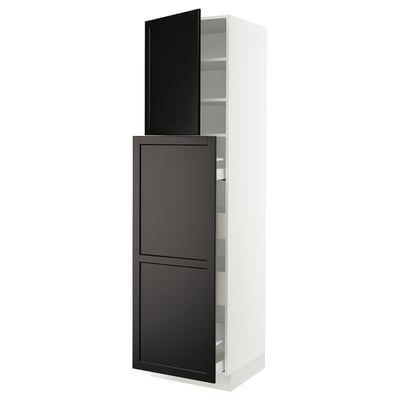 SEKTION / MAXIMERA Armoire av 4t/1p/2tb coulis, blanc/Lerhyttan teinté noir, 24x24x90 "