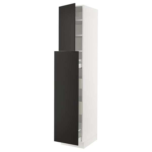 SEKTION / MAXIMERA Armoire av 4t/1p/2tb coulis, blanc/Nickebo anthracite mat, 18x24x90 "