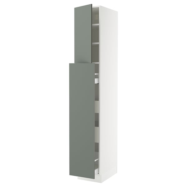 SEKTION / MAXIMERA Armoire av 4t/1p/2tb coulis, blanc/Nickebo gris -vert mat, 15x24x90 "