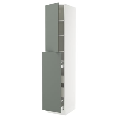 SEKTION / MAXIMERA Armoire av 4t/1p/2tb coulis, blanc/Nickebo gris -vert mat, 18x24x90 "