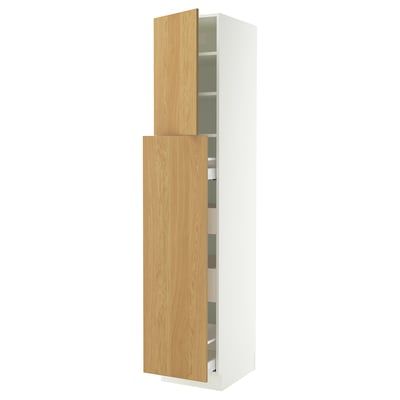 SEKTION / MAXIMERA Armoire av 4t/1p/2tb coulis, blanc/Sinarp chêne plaqué, 18x24x90 "