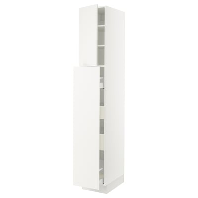 SEKTION / MAXIMERA Armoire av 4t/1p/2tb coulis, blanc/Veddinge blanc, 15x24x90 "