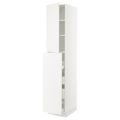 SEKTION / MAXIMERA Armoire av 4t/1p/2tb coulis, blanc/Veddinge blanc, 18x24x90 "
