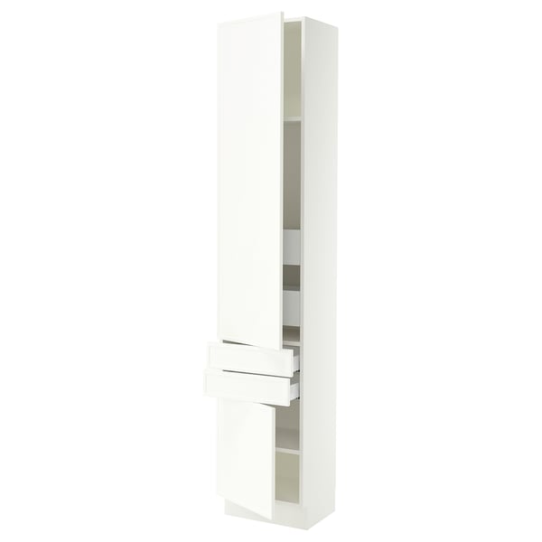SEKTION / MAXIMERA Armoire haute 2 portes/2 faces/4tir, blanc/Aspudden blanc mat, 18x15x90 "