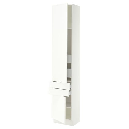 SEKTION / MAXIMERA Armoire haute 2 portes/2 faces/4tir, blanc/Aspudden blanc mat, 18x15x90 "