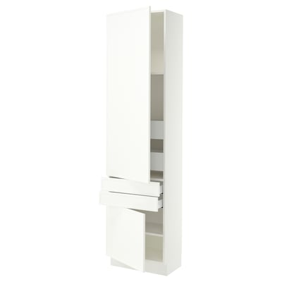 SEKTION / MAXIMERA Armoire haute 2 portes/2 faces/4tir, blanc/Aspudden blanc mat, 24x15x90 "