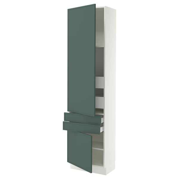 SEKTION / MAXIMERA Armoire haute 2 portes/2 faces/4tir, blanc/Aspudden gris-vert foncé, 24x15x90 "