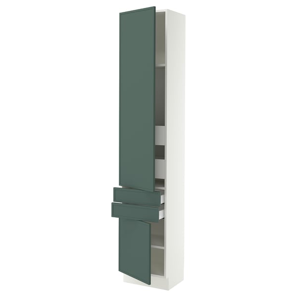 SEKTION / MAXIMERA Armoire haute 2 portes/2 faces/4tir, blanc/Aspudden gris-vert foncé, 18x15x90 "