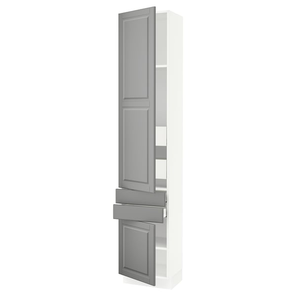 SEKTION / MAXIMERA Armoire haute 2 portes/2 faces/4tir, blanc/Bodbyn gris, 18x15x90 "