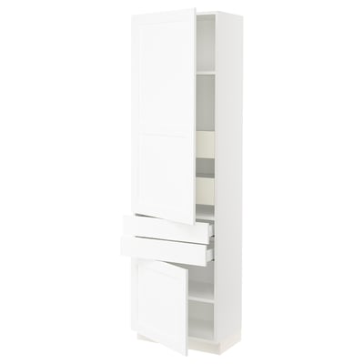SEKTION / MAXIMERA Armoire haute 2 portes/2 faces/4tir, blanc Enköping/blanc effet bois, 24x15x80 "
