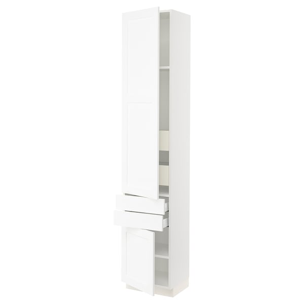 SEKTION / MAXIMERA Armoire haute 2 portes/2 faces/4tir, blanc Enköping/blanc effet bois, 18x15x90 "