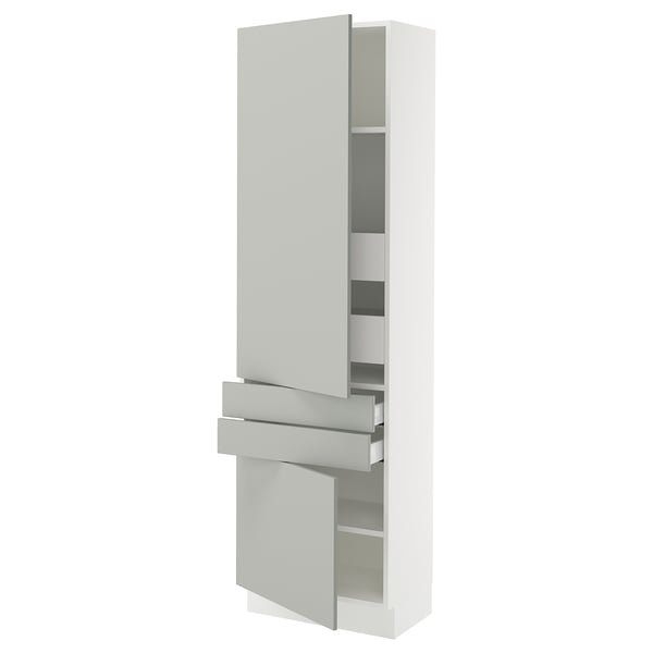SEKTION / MAXIMERA Armoire haute 2 portes/2 faces/4tir, blanc/Havstorp gris clair, 24x15x80 "