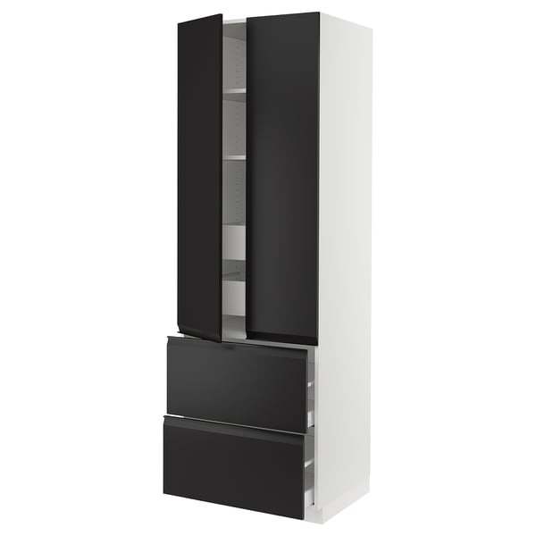 SEKTION / MAXIMERA Armoire haute 2 portes/2 faces/4tir, blanc/Upplöv anthracite mat, 30x24x90 "