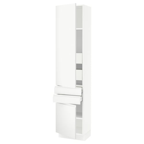 SEKTION / MAXIMERA Armoire haute 2 portes/2 faces/4tir, blanc/Voxtorp blanc mat, 18x15x80 "