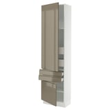 SEKTION / MAXIMERA Armoire haute 2 portes/2 faces/4tir, blanc/Voxtorp gris-brun foncé ultrabrillant, 24x15x90 "