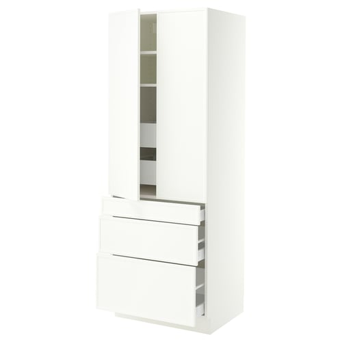 SEKTION / MAXIMERA Armoire haute 2 ptes/3 faces/5 tir, blanc/Aspudden blanc mat, 30x24x80 "