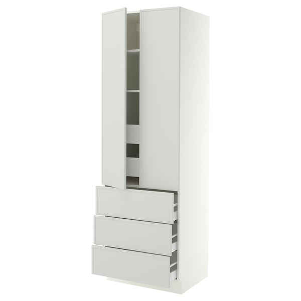 SEKTION / MAXIMERA Armoire haute 2 ptes/3 faces/5 tir, blanc/Aspudden gris clair, 30x24x90 "