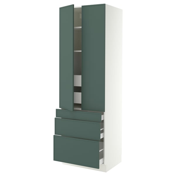 SEKTION / MAXIMERA Armoire haute 2 ptes/3 faces/5 tir, blanc/Aspudden gris-vert foncé, 30x24x90 "