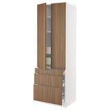SEKTION / MAXIMERA Armoire haute 2 ptes/3 faces/5 tir, blanc/Tistorp effet noyer foncé, 30x24x90 "