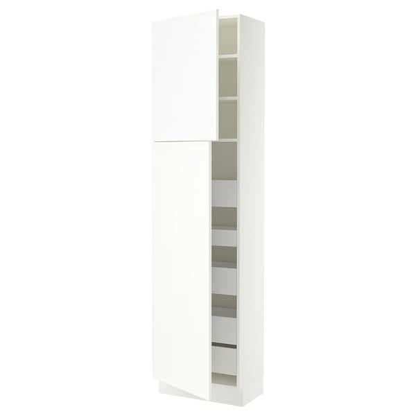 SEKTION / MAXIMERA Armoire haute+2 ptes/tablettes/5tir, blanc/Aspudden blanc mat, 24x15x90 "