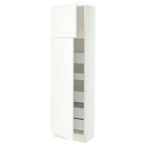 SEKTION / MAXIMERA Armoire haute+2 ptes/tablettes/5tir, blanc/Aspudden blanc mat, 24x15x80 "