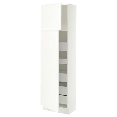 SEKTION / MAXIMERA Armoire haute+2 ptes/tablettes/5tir, blanc/Aspudden blanc mat, 24x15x80 "