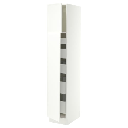 SEKTION / MAXIMERA Armoire haute+2 ptes/tablettes/5tir, blanc/Aspudden blanc mat, 15x24x80 "