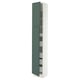 SEKTION / MAXIMERA Armoire haute+2 ptes/tablettes/5tir, blanc/Aspudden gris-vert foncé, 15x15x90 "