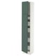 SEKTION / MAXIMERA Armoire haute+2 ptes/tablettes/5tir, blanc/Aspudden gris-vert foncé, 15x15x80 "