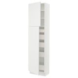 SEKTION / MAXIMERA Armoire haute+2 ptes/tablettes/5tir, blanc/Axstad blanc mat, 24x15x90 "