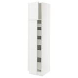SEKTION / MAXIMERA Armoire haute+2 ptes/tablettes/5tir, blanc/Axstad blanc mat, 18x24x80 "