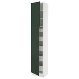 SEKTION / MAXIMERA Armoire haute+2 ptes/tablettes/5tir, blanc/Havstorp vert profond, 18x15x90 "
