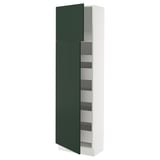 SEKTION / MAXIMERA Armoire haute+2 ptes/tablettes/5tir, blanc/Havstorp vert profond, 24x15x80 "
