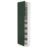 SEKTION / MAXIMERA Armoire haute+2 ptes/tablettes/5tir, blanc/Havstorp vert profond, 24x15x90 "