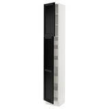 SEKTION / MAXIMERA Armoire haute+2 ptes/tablettes/5tir, blanc/Lerhyttan teinté noir, 15x15x90 "