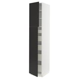 SEKTION / MAXIMERA Armoire haute+2 ptes/tablettes/5tir, blanc/Nickebo anthracite mat, 18x24x90 "