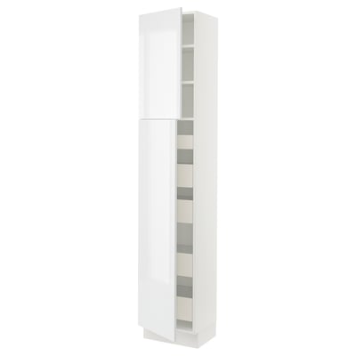 SEKTION / MAXIMERA Armoire haute+2 ptes/tablettes/5tir, blanc/Ringhult blanc, 18x15x90 "