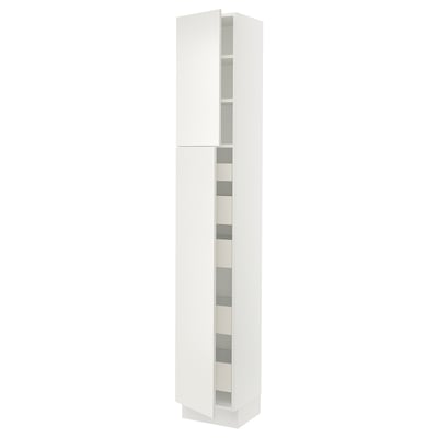 SEKTION / MAXIMERA Armoire haute+2 ptes/tablettes/5tir, blanc/Veddinge blanc, 15x15x90 "