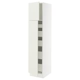 SEKTION / MAXIMERA Armoire haute+2 ptes/tablettes/5tir, blanc/Veddinge blanc, 18x24x80 "