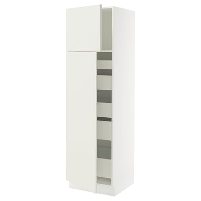 SEKTION / MAXIMERA Armoire haute+2 ptes/tablettes/5tir, blanc/Veddinge blanc, 24x24x80 "