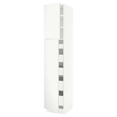 SEKTION / MAXIMERA Armoire haute+2 ptes/tablettes/5tir, blanc/Voxtorp blanc mat, 18x24x90 "