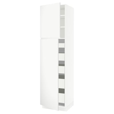 SEKTION / MAXIMERA Armoire haute+2 ptes/tablettes/5tir, blanc/Voxtorp blanc mat, 24x24x90 "