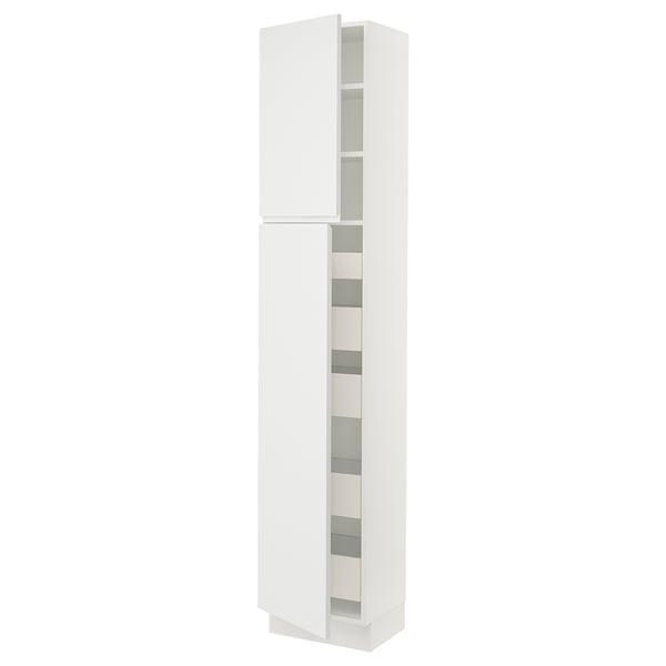 SEKTION / MAXIMERA Armoire haute+2 ptes/tablettes/5tir, blanc/Voxtorp blanc mat, 18x15x90 "
