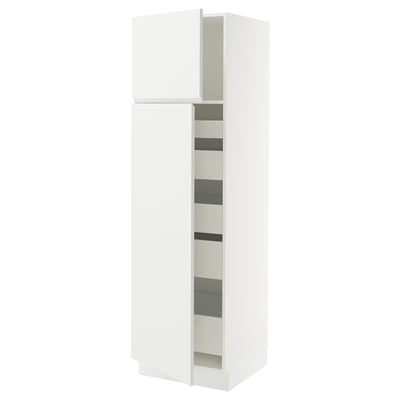 SEKTION / MAXIMERA Armoire haute+2 ptes/tablettes/5tir, blanc/Voxtorp blanc mat, 24x24x80 "