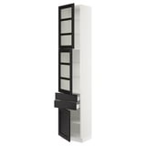 SEKTION / MAXIMERA Armoire haute 2 ptes vitr/2tir/1pte, blanc/Lerhyttan teinté noir, 18x15x90 "