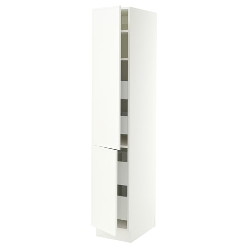 SEKTION / MAXIMERA Armoire haute+2portes/tabl/4tiroirs, blanc/Aspudden blanc mat, 15x24x80 "