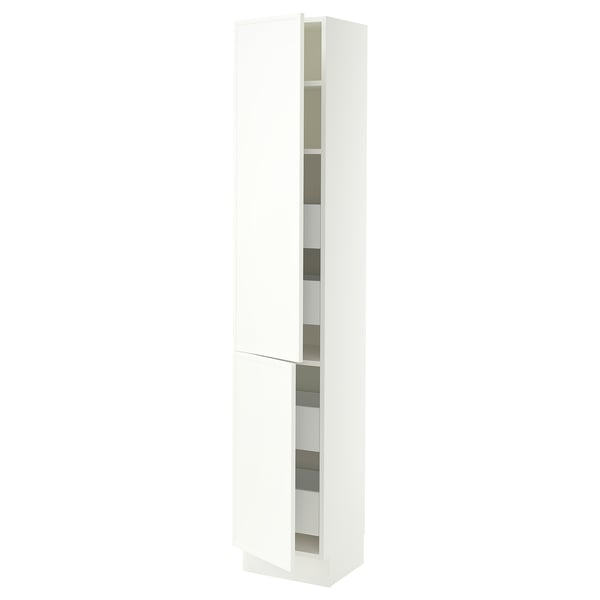 SEKTION / MAXIMERA Armoire haute+2portes/tabl/4tiroirs, blanc/Aspudden blanc mat, 15x15x80 "