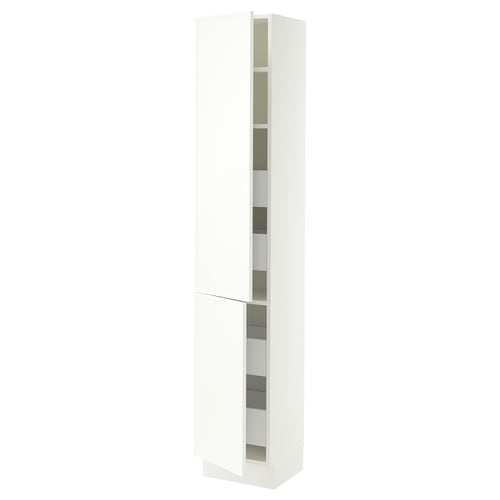 SEKTION / MAXIMERA Armoire haute+2portes/tabl/4tiroirs, blanc/Aspudden blanc mat, 15x15x80 "