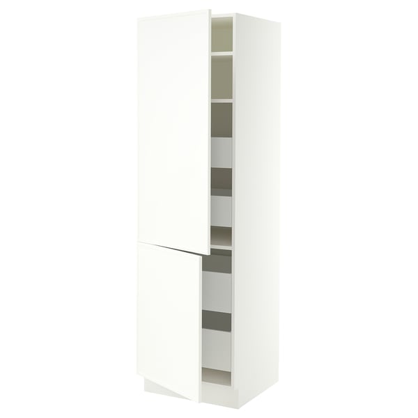 SEKTION / MAXIMERA Armoire haute+2portes/tabl/4tiroirs, blanc/Aspudden blanc mat, 24x24x80 "