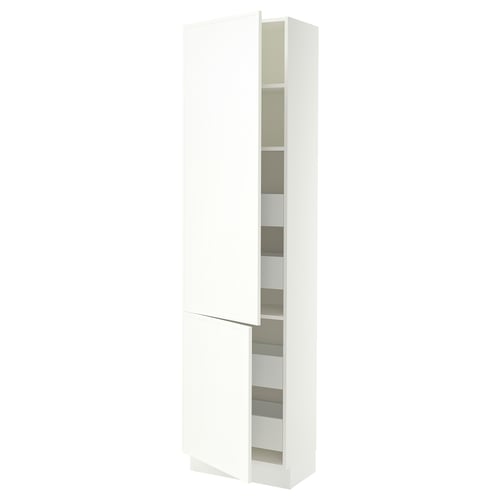 SEKTION / MAXIMERA Armoire haute+2portes/tabl/4tiroirs, blanc/Aspudden blanc mat, 24x15x90 "